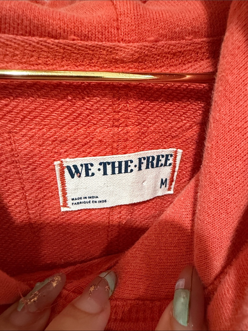 We The Free Coral Orange Hoodie Sweater with Purple Patch - Picture 2 of 9
